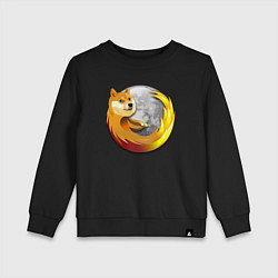 Свитшот хлопковый детский Пёсик Доге охватывает планету, цвет: черный