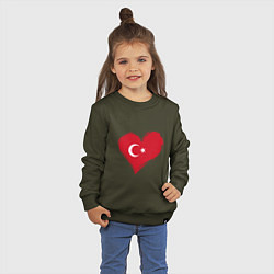 Свитшот хлопковый детский Сердце - Турция, цвет: хаки — фото 2