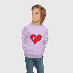 Свитшот хлопковый детский Сердце - Турция, цвет: лаванда — фото 2