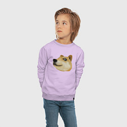 Свитшот хлопковый детский Объёмный пиксельный пёс Доге внимательно смотрит, цвет: лаванда — фото 2