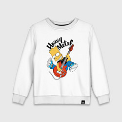 Свитшот хлопковый детский Барт Симпсон - гитарист - heavy metal, цвет: белый