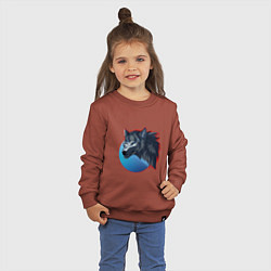 Свитшот хлопковый детский Морда ночного волка, цвет: кирпичный — фото 2