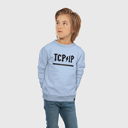 Свитшот хлопковый детский TCPIP Connecting people since 1972, цвет: мягкое небо — фото 2