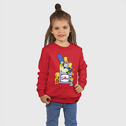 Свитшот хлопковый детский Семейка Симпсонов в праздничных нарядах, цвет: красный — фото 2