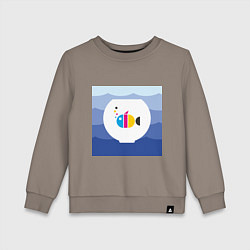 Свитшот хлопковый детский CMYK рыбка, цвет: утренний латте