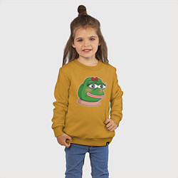 Свитшот хлопковый детский Лягушка Пепе девочка, цвет: горчичный — фото 2