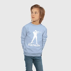 Свитшот хлопковый детский Биатлонист в положении стоя, цвет: мягкое небо — фото 2