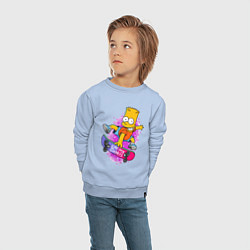 Свитшот хлопковый детский Барт Симпсон на скейтборде - Eat my shorts!, цвет: мягкое небо — фото 2