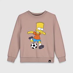 Свитшот хлопковый детский Барт Симпсон бьёт по футбольному мячу, цвет: пыльно-розовый