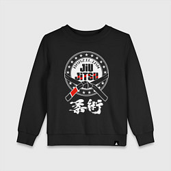 Свитшот хлопковый детский Brazilian splashes Jiu jitsu logo, цвет: черный