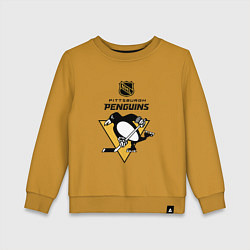 Свитшот хлопковый детский Питтсбург Пингвинз НХЛ логотип, цвет: горчичный