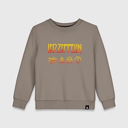 Свитшот хлопковый детский Led Zeppelin - logotype, цвет: утренний латте