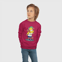 Свитшот хлопковый детский Барт Симпсон показывает язык, цвет: маджента — фото 2