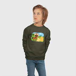 Свитшот хлопковый детский Лошадка на ферме, цвет: хаки — фото 2