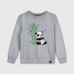 Свитшот хлопковый детский Панда бамбук и стрекоза, цвет: меланж