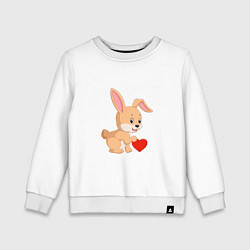 Свитшот хлопковый детский Кролик с сердечком, цвет: белый