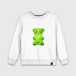 Свитшот хлопковый детский Желейный медведь зеленый, цвет: белый