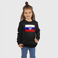 Свитшот хлопковый детский Флаг России - акварель, цвет: черный — фото 2