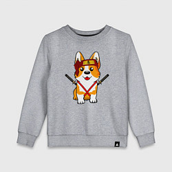 Свитшот хлопковый детский Корги - самурай, цвет: меланж
