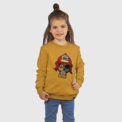Свитшот хлопковый детский Череп пожарного, цвет: горчичный — фото 2