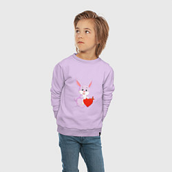 Свитшот хлопковый детский Кролик с сердцем, цвет: лаванда — фото 2