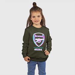 Свитшот хлопковый детский Arsenal FC в стиле glitch, цвет: хаки — фото 2