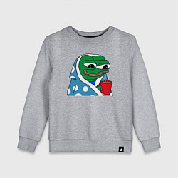 Свитшот хлопковый детский Frog Pepe мем, цвет: меланж