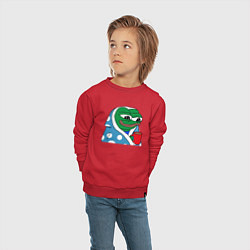 Свитшот хлопковый детский Frog Pepe мем, цвет: красный — фото 2