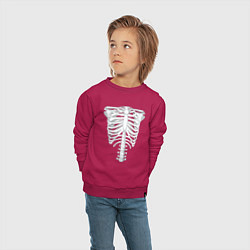 Свитшот хлопковый детский Скелет грудная клетка, цвет: маджента — фото 2