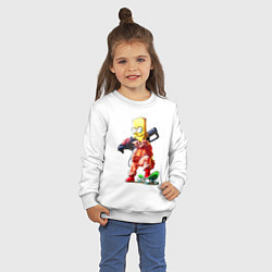 Свитшот хлопковый детский Крутой Барт Симпсон с оружием на плече и скейтборд, цвет: белый — фото 2