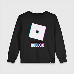 Свитшот хлопковый детский Roblox в стиле glitch и баги графики, цвет: черный