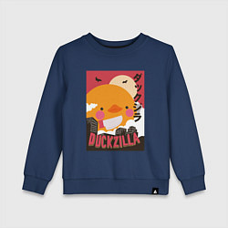 Свитшот хлопковый детский Утка Годзилла, цвет: тёмно-синий