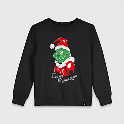 Свитшот хлопковый детский Merry Christmas, Santa Claus Grinch, цвет: черный