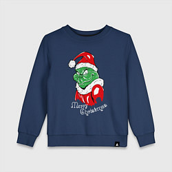 Свитшот хлопковый детский Merry Christmas, Santa Claus Grinch, цвет: тёмно-синий