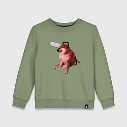 Свитшот хлопковый детский Чимс - человек бензопила - Мем, цвет: авокадо