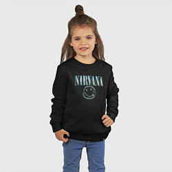 Свитшот хлопковый детский Nirvana - смайлик, цвет: черный — фото 2