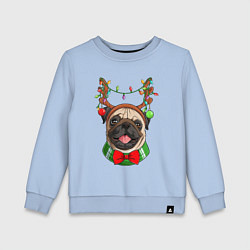 Свитшот хлопковый детский Новогодний мопс, цвет: мягкое небо