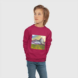 Свитшот хлопковый детский Арт Утро в горах, цвет: маджента — фото 2