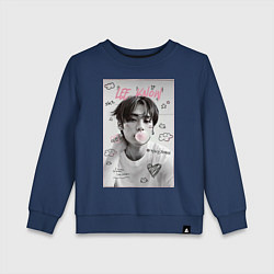 Свитшот хлопковый детский Lee Know Stray Kids, цвет: тёмно-синий