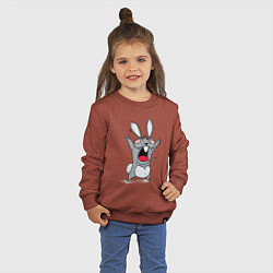 Свитшот хлопковый детский Злой заяц, цвет: кирпичный — фото 2