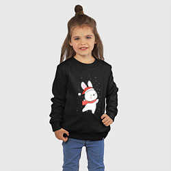 Свитшот хлопковый детский Кролик в шапке и шарфе арт, цвет: черный — фото 2