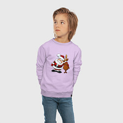 Свитшот хлопковый детский Санта и олень, цвет: лаванда — фото 2