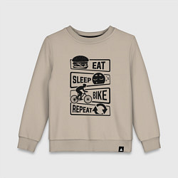 Детский свитшот Eat sleep bike repeat art