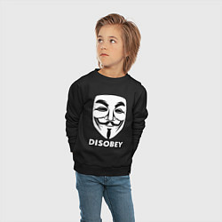 Свитшот хлопковый детский Guy Fawkes - disobey, цвет: черный — фото 2