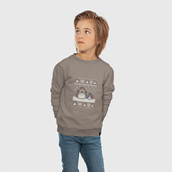 Свитшот хлопковый детский Новогодние тоторики - ugly sweater, цвет: утренний латте — фото 2