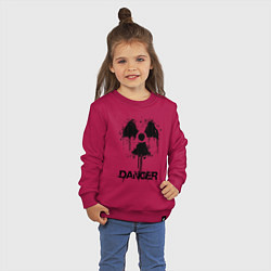 Свитшот хлопковый детский Danger radiation symbol, цвет: маджента — фото 2