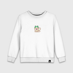 Свитшот хлопковый детский Милая лягушка-кружка, цвет: белый