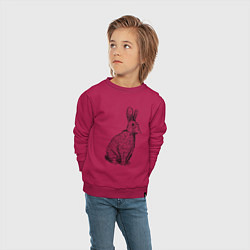 Свитшот хлопковый детский Нарисованный карандашом кролик, цвет: маджента — фото 2