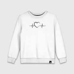 Свитшот хлопковый детский Сердце пульс, цвет: белый