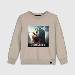 Свитшот хлопковый детский Жуткая пещера Minecraft, цвет: миндальный